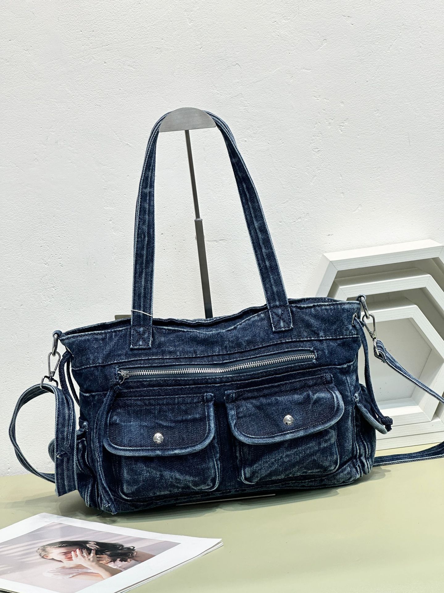 New Washed Denim Womens Shoulder Bag HipHop