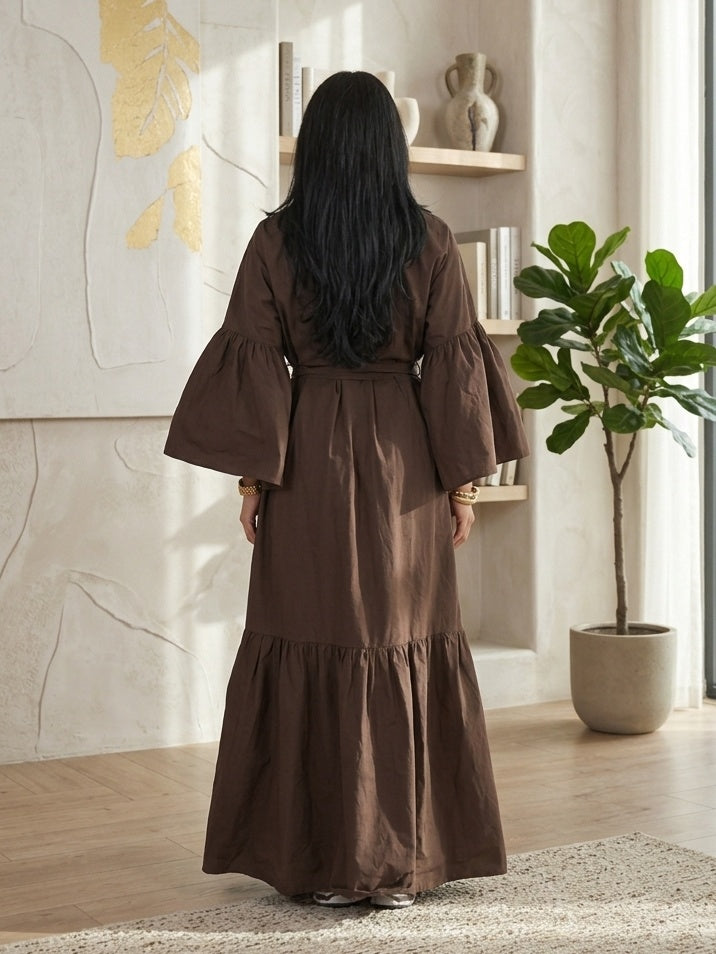 Chocolate Brown Tiered Maxi Dress