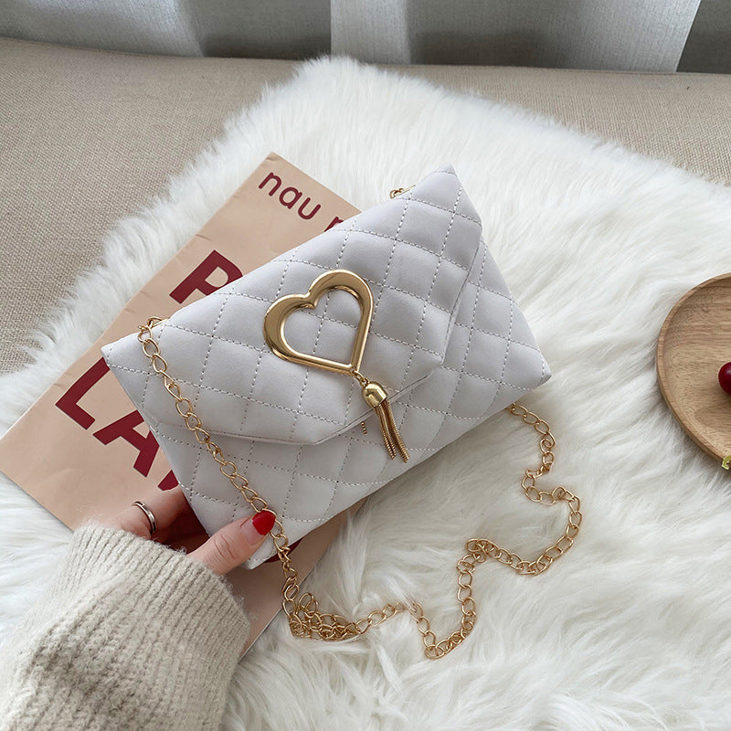 stylish Womens Heart-Shaped Tassel Shoulder Bag