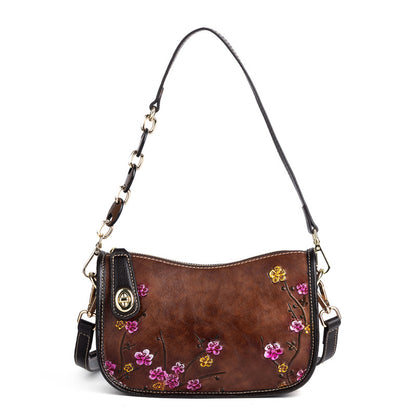 Retro First-Layer Cowhide Fashionable Simple Shoulder Bag