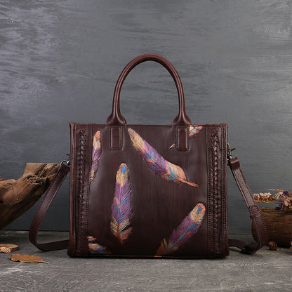Vintage Small Square Bag For Women Made Of Full-Grain Cowhide Leather