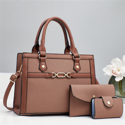 Stitching Contrast Color Fashion Mother-and-Child Bag Three-Piece Set