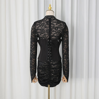 Women's Lace Design Slim-fit Short Dress