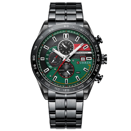 Mens Waterproof Multi-Function Watch With Large Dial And Calendar