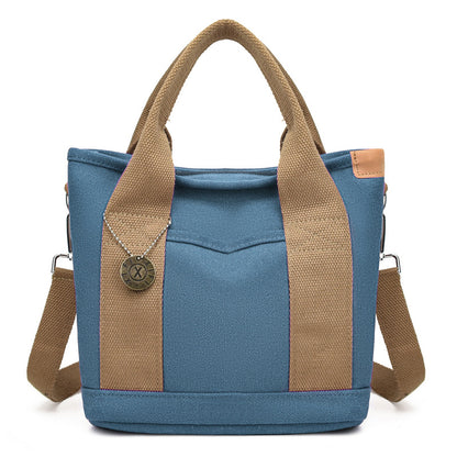 Women's Canvas Tote Bag With Contrasting Color Design