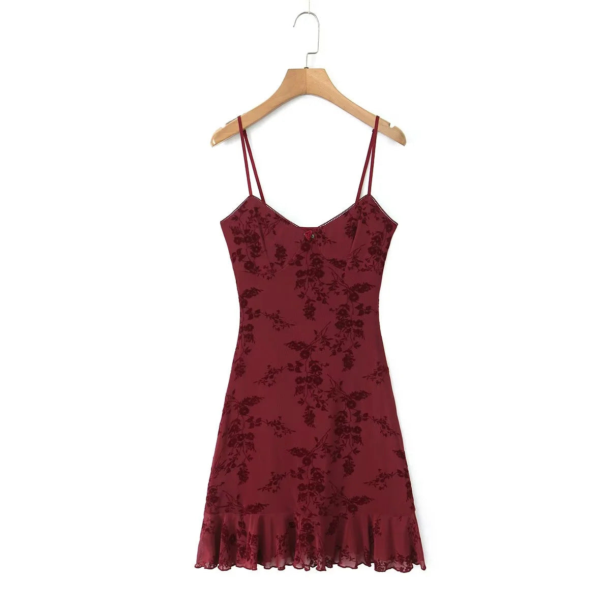 Retro Floral Mesh Slip Dress Women