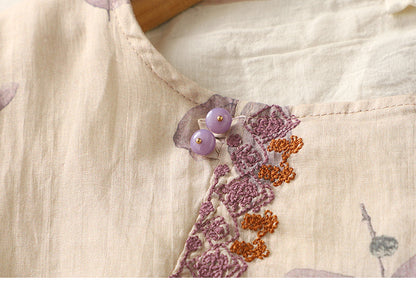 Slimming High-end Intricately Crafted Cotton-linen T-shirt