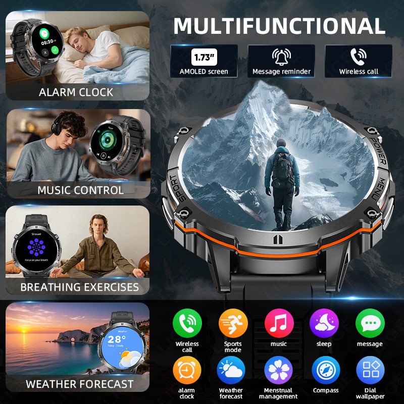 New X3 High-Definition Large-Screen Bluetooth Calling Health Monitoring Sports Mode Mens Smartwatch