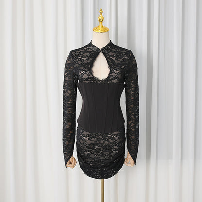 Women's Lace Design Slim-fit Short Dress