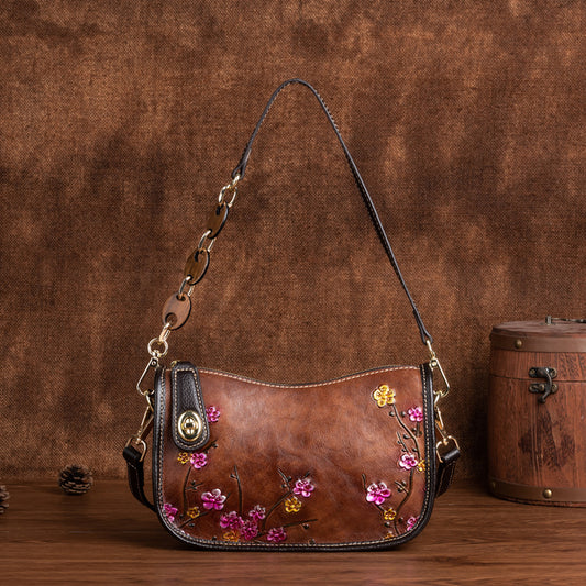 Retro First-Layer Cowhide Fashionable Simple Shoulder Bag