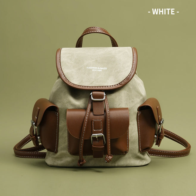 New High End Textured Retro Color Block Large Capacity Backpack For Women