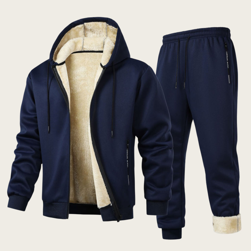 Men's Hooded Thickened Lambswool Suit