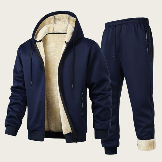 Men's Hooded Thickened Lambswool Suit