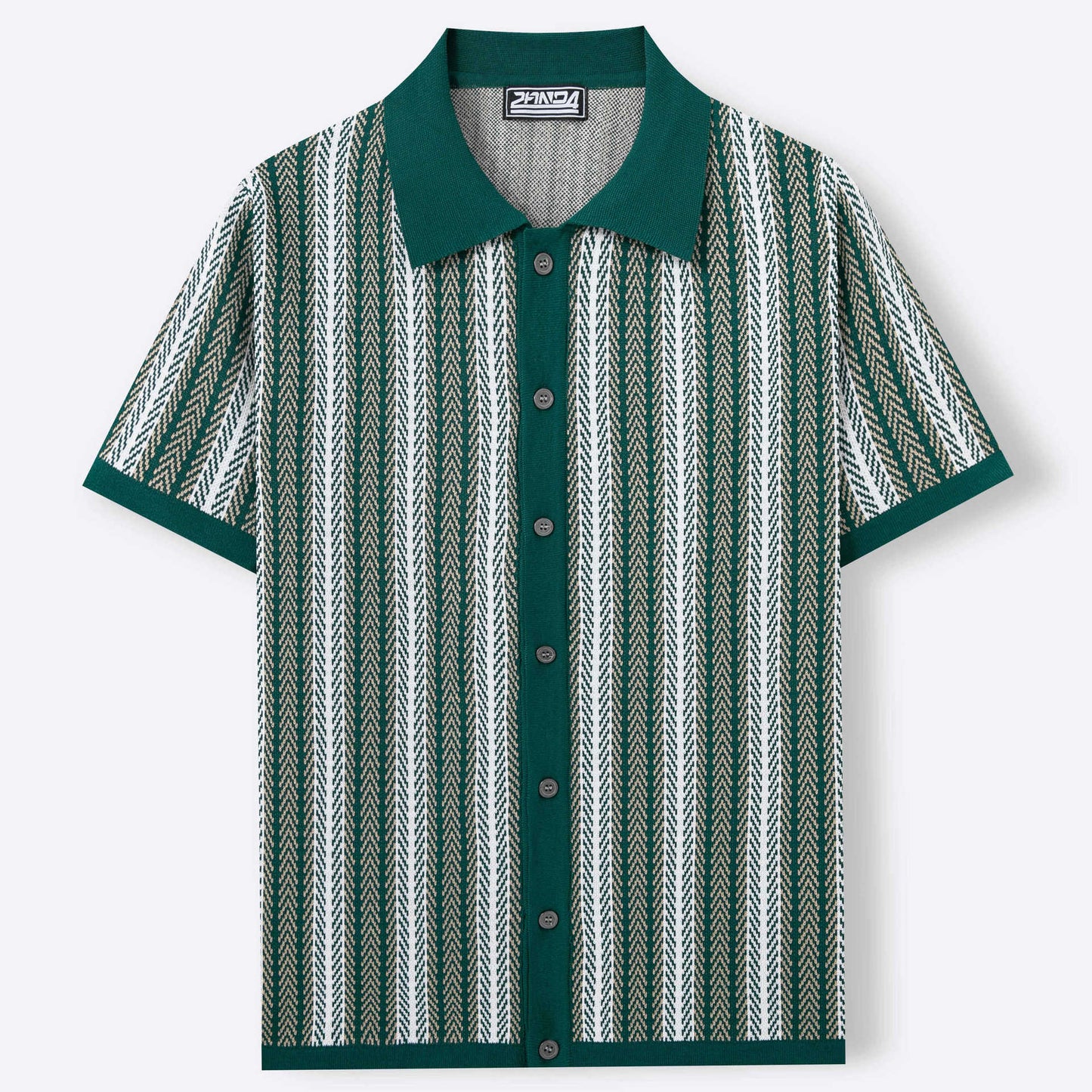 Men's Striped Jacquard Short-Sleeve Knit Shirt