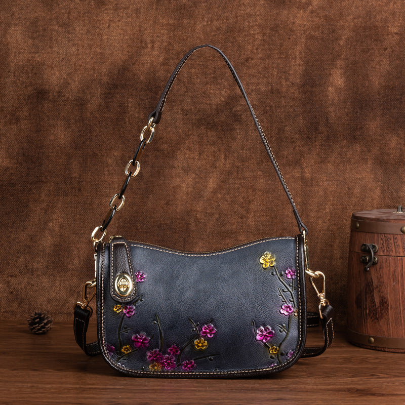 Retro First-Layer Cowhide Fashionable Simple Shoulder Bag
