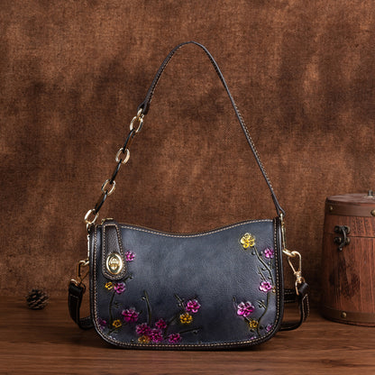 Retro First-Layer Cowhide Fashionable Simple Shoulder Bag