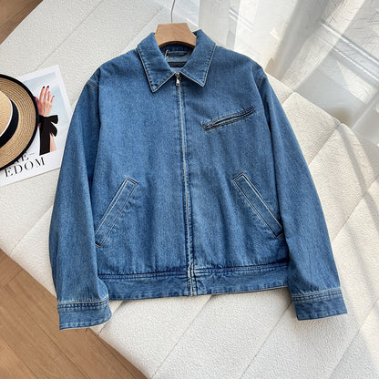 Turn-down Collarstand-up Collar Denim Jacket