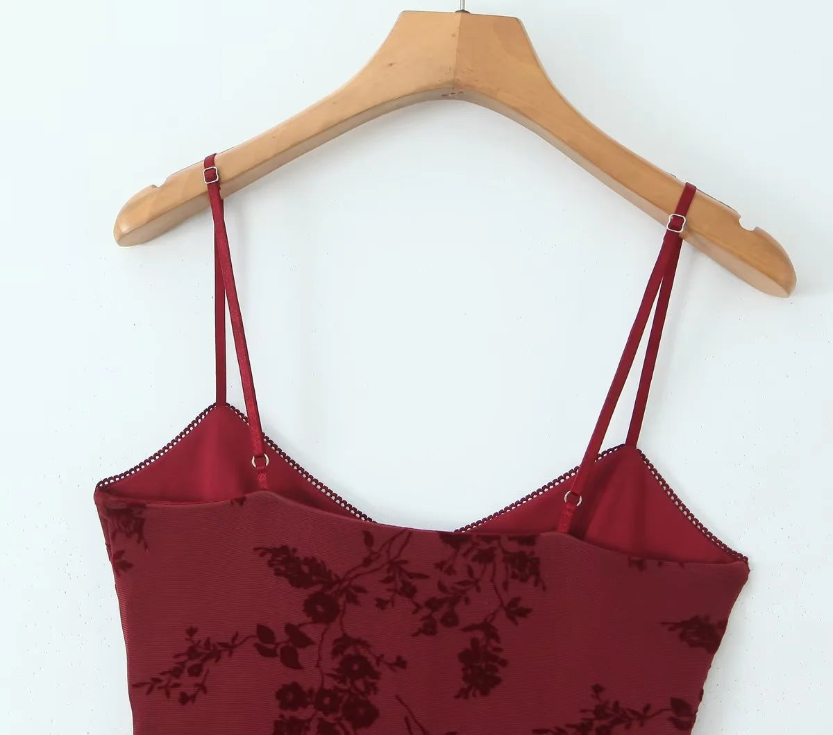 Retro Floral Mesh Slip Dress Women