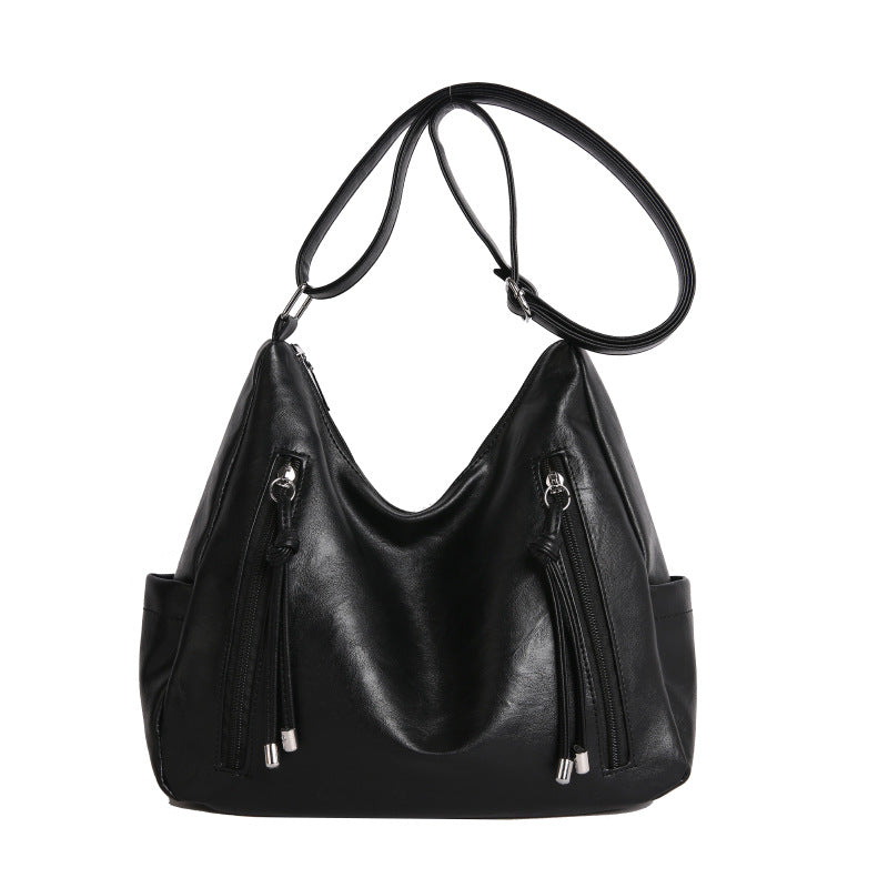 New Simple And Stylish Large-Capacity Leather Oil-Soft Casual Shoulder Bag
