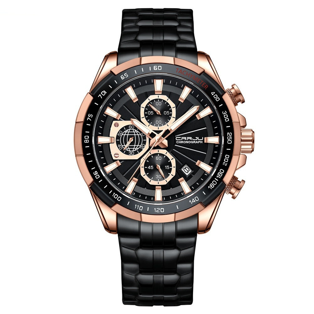 Men's Steel-band Multi-function Waterproof Watch
