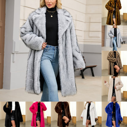 Womens Plush Faux Fur Fluffy Coat