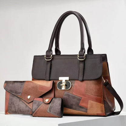 Fashionable New Contrast-color Patchwork Mother-and-child Bag