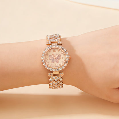 Women's Butterfly-Design Diamond-Embellished Fashion Quartz Watch