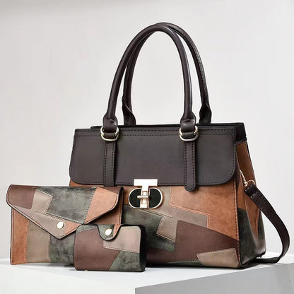 Fashionable New Contrast-color Patchwork Mother-and-child Bag