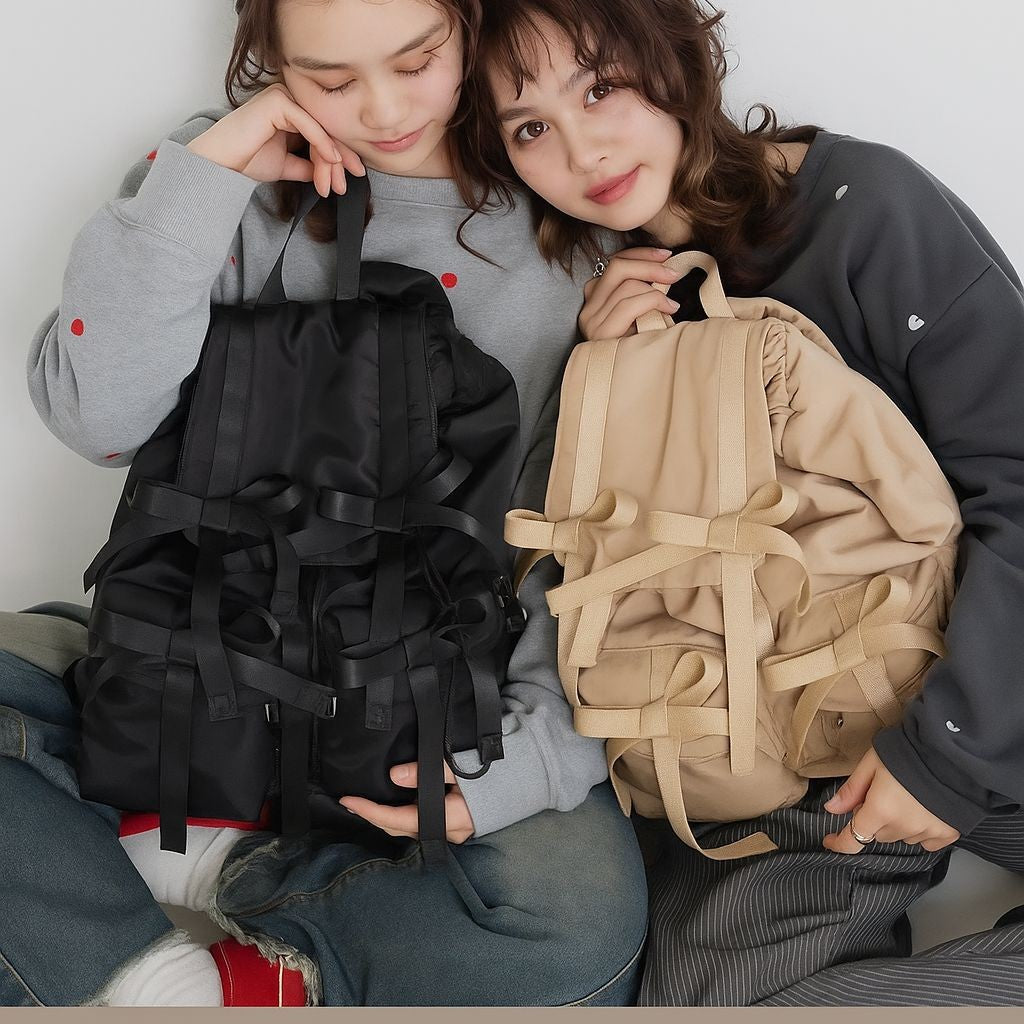 Japanese-Style Large-Capacity Sweet Bow-Knot Backpack For Women