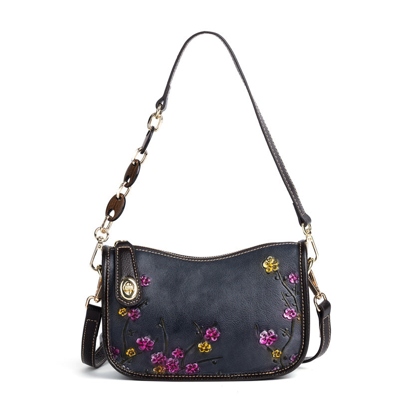 Retro First-Layer Cowhide Fashionable Simple Shoulder Bag