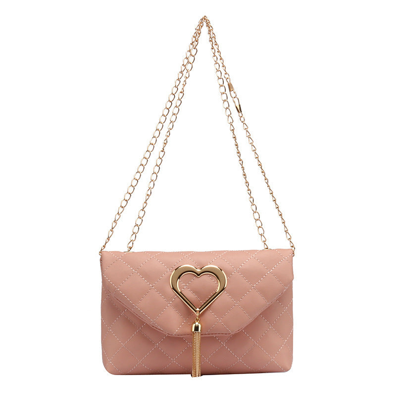 stylish Womens Heart-Shaped Tassel Shoulder Bag