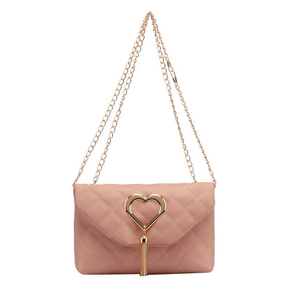 stylish Womens Heart-Shaped Tassel Shoulder Bag