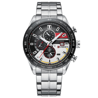 Mens Waterproof Multi-Function Watch With Large Dial And Calendar