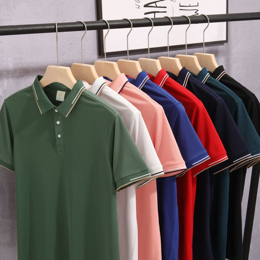 Men's Short-Sleeve Pullover Shirt New Style Embroidered Youthful Lapel Design