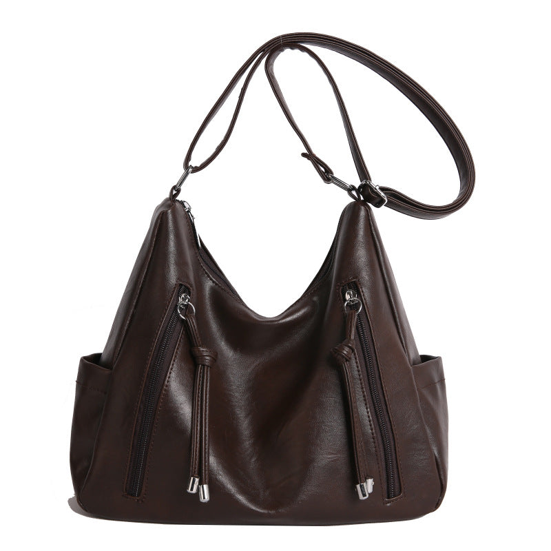 New Simple And Stylish Large-Capacity Leather Oil-Soft Casual Shoulder Bag
