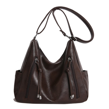 New Simple And Stylish Large-Capacity Leather Oil-Soft Casual Shoulder Bag