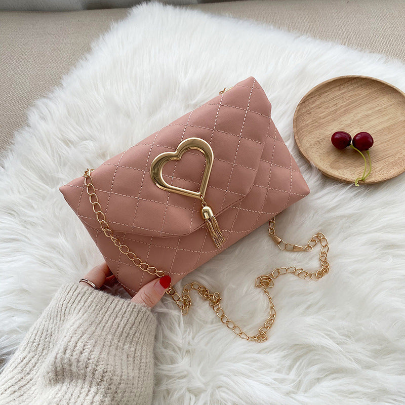 stylish Womens Heart-Shaped Tassel Shoulder Bag