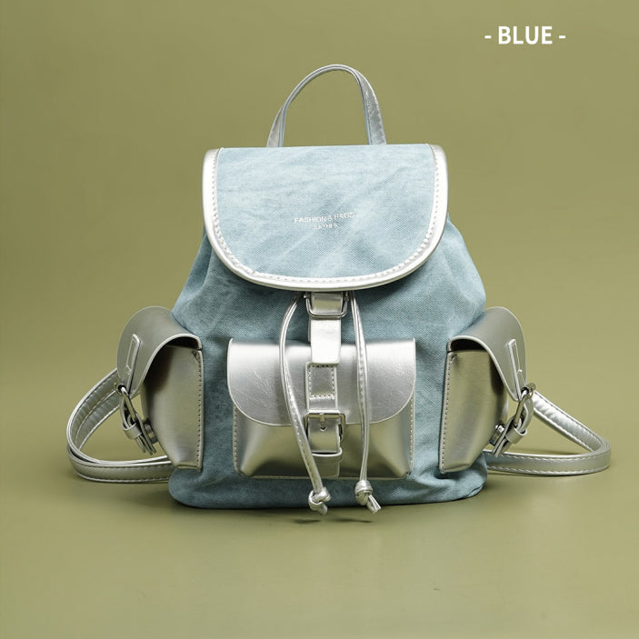 New High End Textured Retro Color Block Large Capacity Backpack For Women