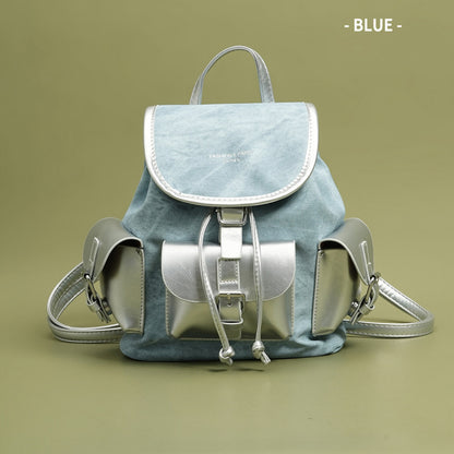 New High End Textured Retro Color Block Large Capacity Backpack For Women