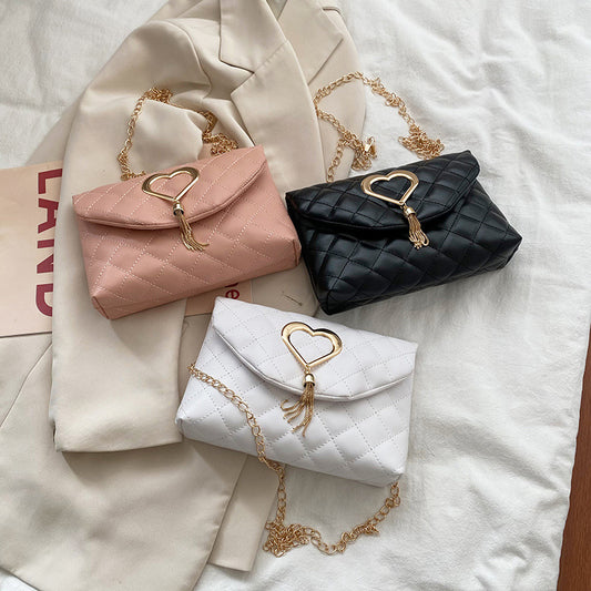 stylish Womens Heart-Shaped Tassel Shoulder Bag