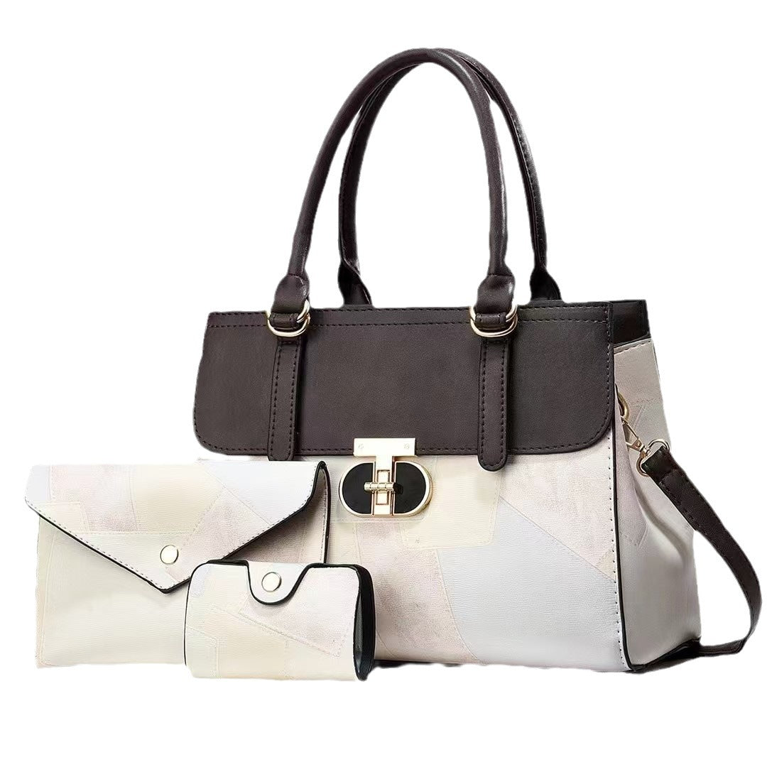 Fashionable New Contrast-color Patchwork Mother-and-child Bag