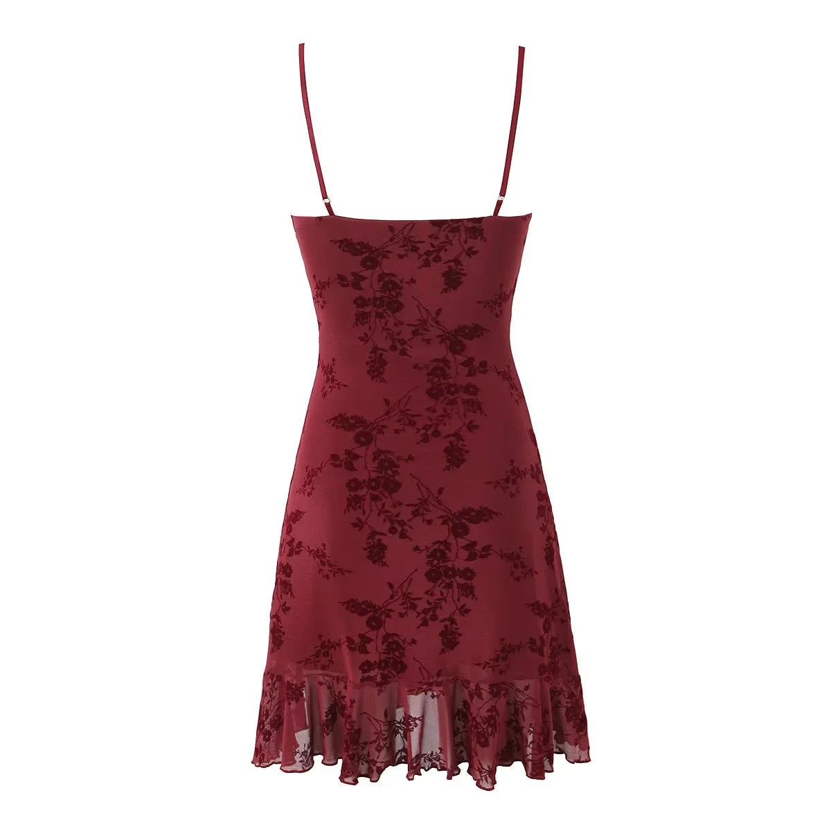 Retro Floral Mesh Slip Dress Women