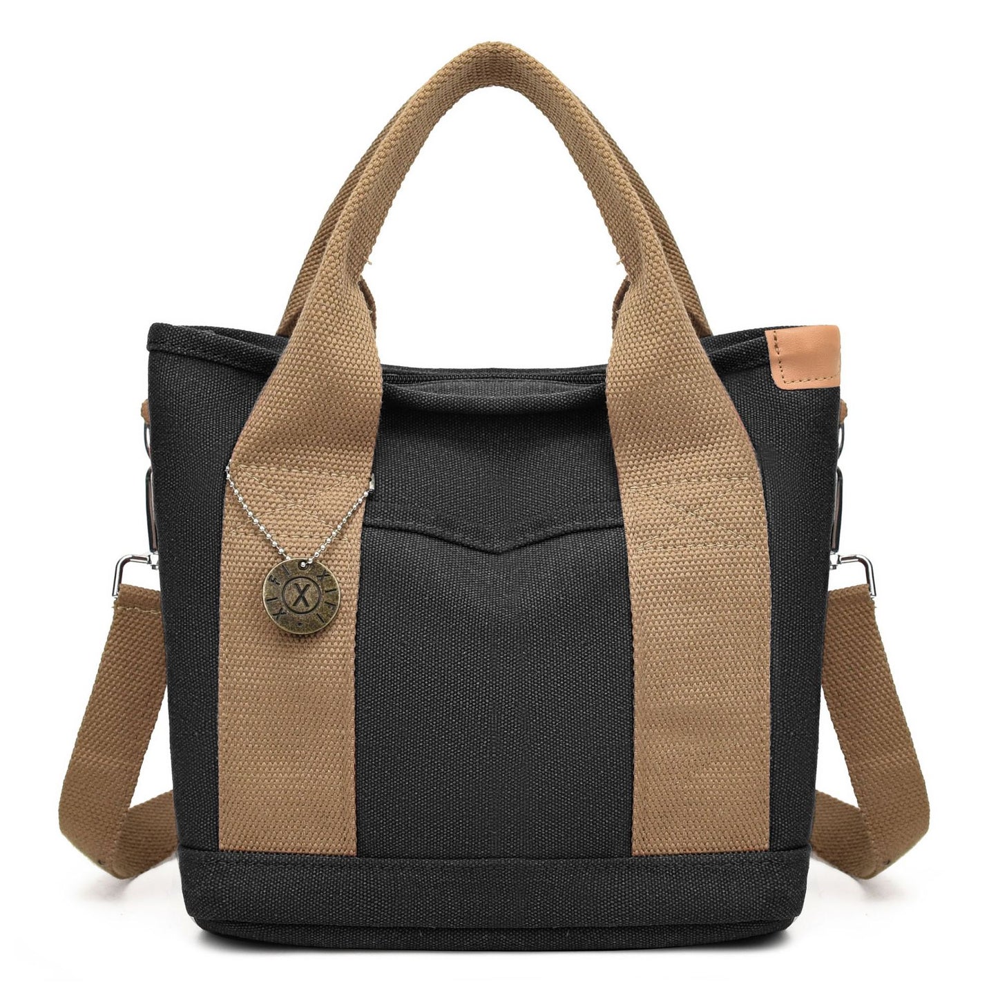 Women's Canvas Tote Bag With Contrasting Color Design