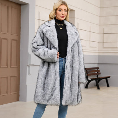 Womens Plush Faux Fur Fluffy Coat
