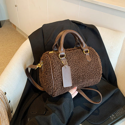 Lamb-Mohair Casual Versatile And Sophisticated Shoulder Or Crossbody Bag