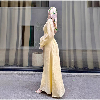 European And American Cross-Border Slimming Solid-Color Long Dress
