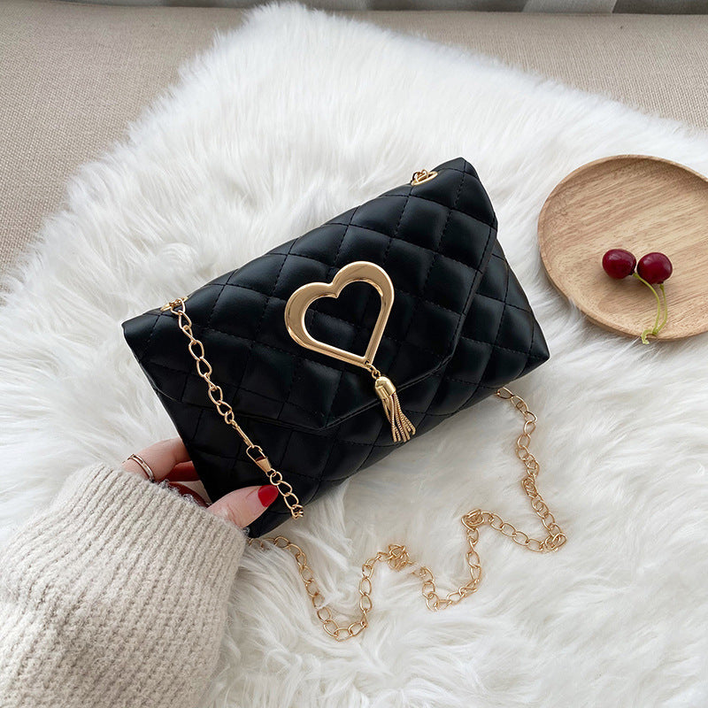 stylish Womens Heart-Shaped Tassel Shoulder Bag