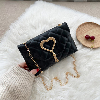 stylish Womens Heart-Shaped Tassel Shoulder Bag