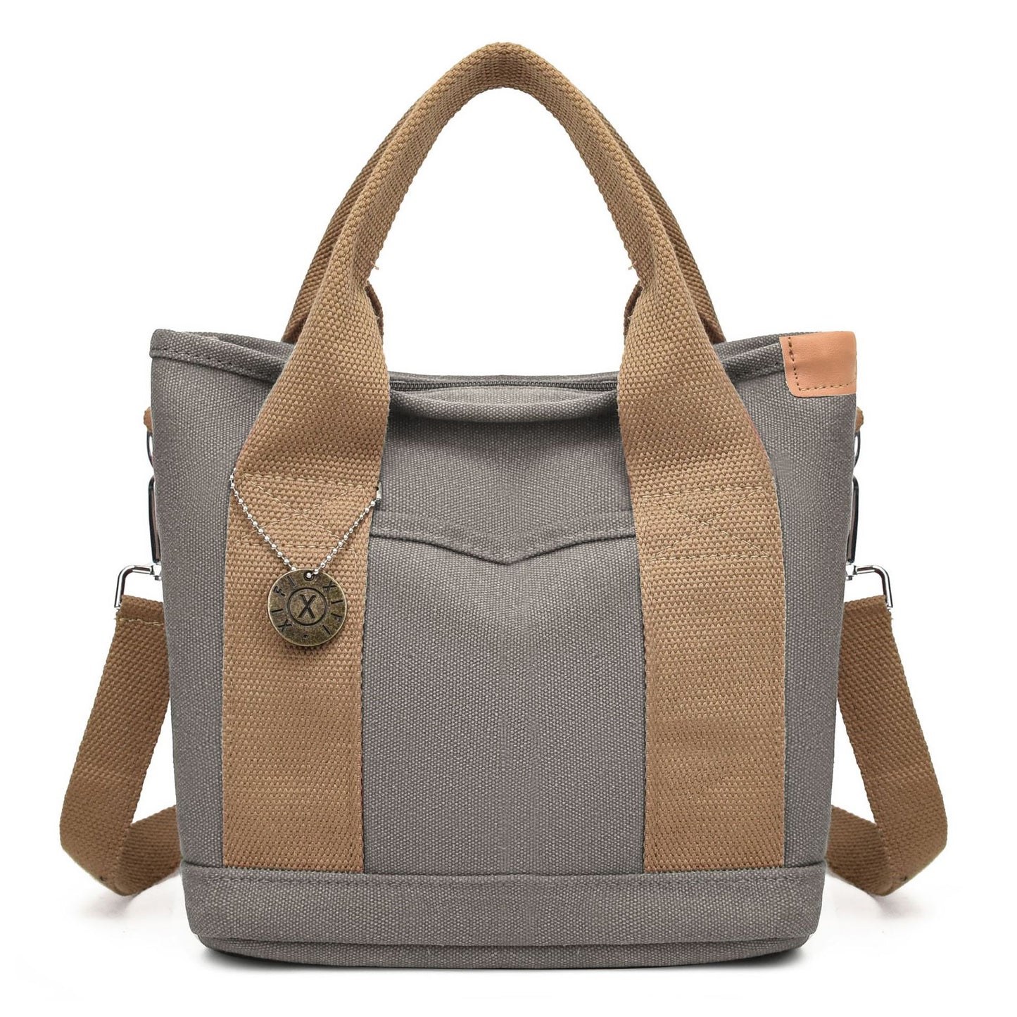 Women's Canvas Tote Bag With Contrasting Color Design