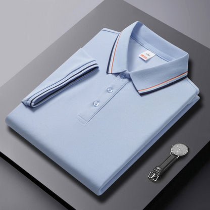 Men's Short-Sleeve Pullover Shirt New Style Embroidered Youthful Lapel Design